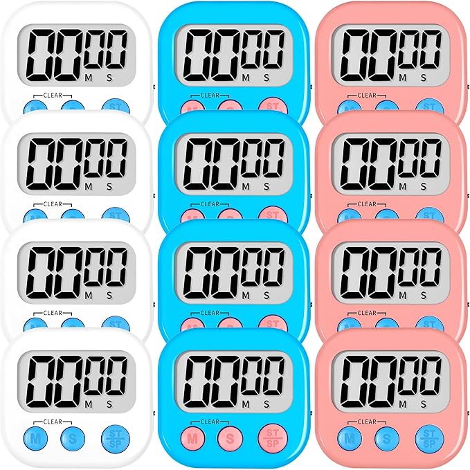 ZILLEEN 12 Pack Kitchen Timers for Cooking Digital Classroom Timers for Kids by ZILLEEN