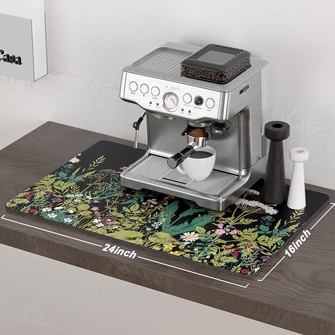 Rnivvi Coffee Mat, Hide Stain Rubber Backed Absorbent Dish Drying Pad - Image 2
