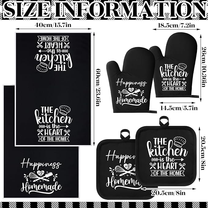 Sratte 6 Pcs Kitchen Decor Accessories Set Farmhouse Towels Pot Holders Oven - Image 3