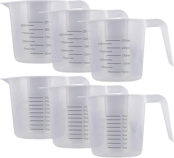 U.S. Kitchen Supply Plastic Measuring Cups - 8 oz Liquid Measuring Cup Set of 6 by USKitchenSupply