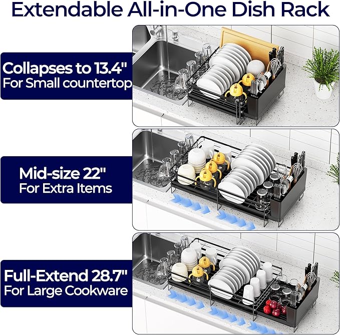 Large Dish Drying Rack, Expandable Dish Rack - Image 2