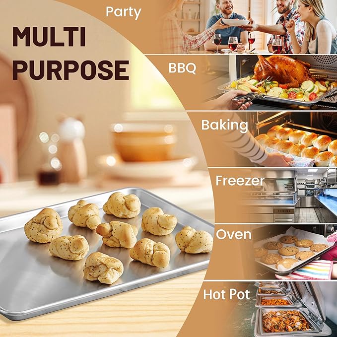 BIEAMA 12 Pack Full Size Baking Sheet Pan Aluminum Commercial Pan - Image 9