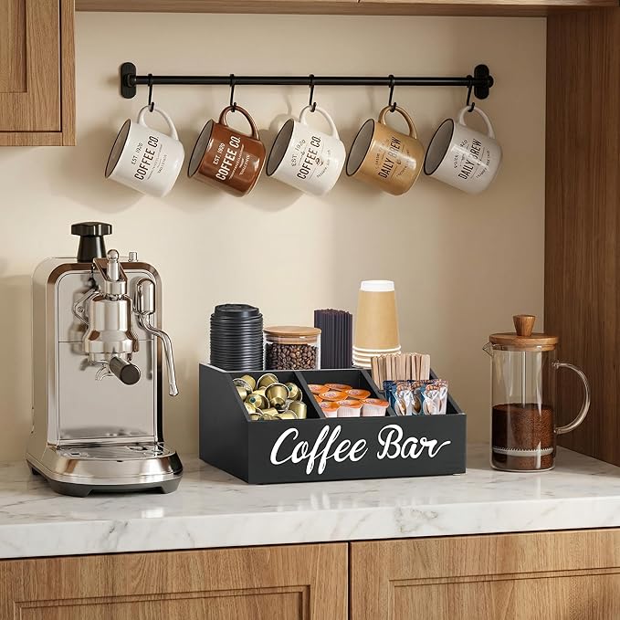 Coffee Station Organizer for Countertop, Wood Coffee Bar Organizer for - Image 4