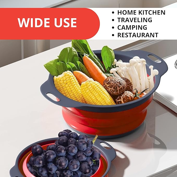 Set of 3 Red Food Strainer for Kitchen - Image 8