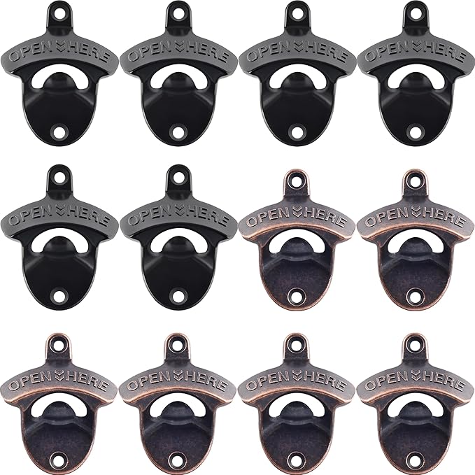 12 Packs Antique Copper Wall Mount Bottle Opener Bulk, Old Fashioned Beer Top by Wallmountedbottleopener