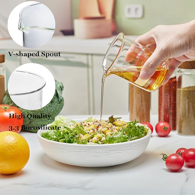 Ackers Mini Glass Measuring Beaker Set, Borosilicate, 2oz 4oz 8oz Measuring Cups - Image 2