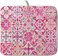 Pink Mexican Tiles Dish Drying Mat Absorbent Microfiber Dish Drying Pad by Giwawa