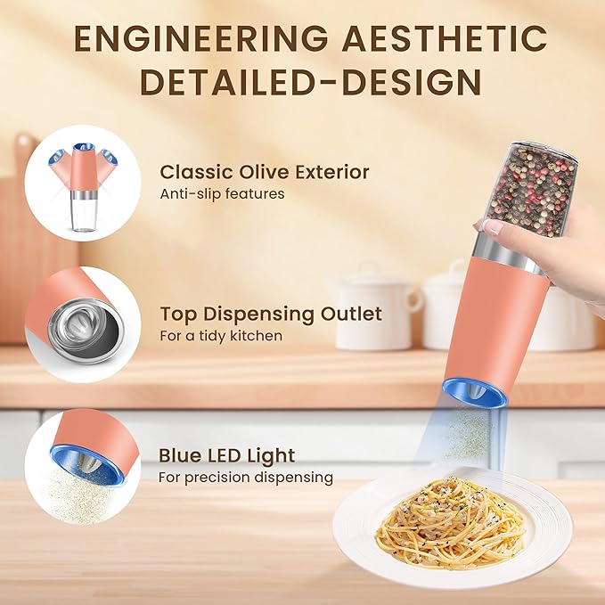 Gravity Electric Salt And Pepper Grinder Set, Automatic Salt And Pepper Grinder - Image 4