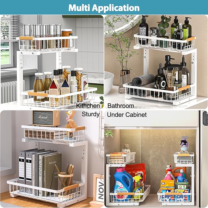 Liuoud Under Sink Organizer 2 Pack, 2 Tier Slide Out Large Capacity Height - Image 8