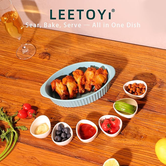 LEETOYI Porcelain Small Oval Au Gratin Pans, Baking Dish Set - Image 2