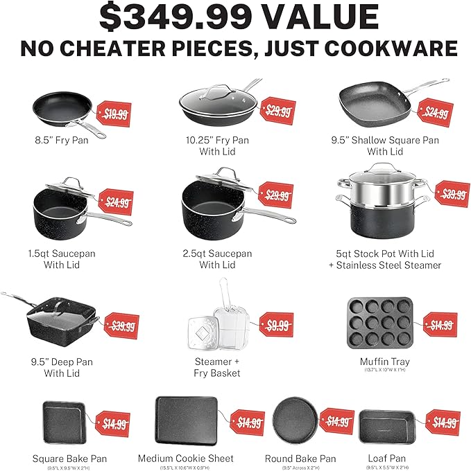 Granitestone 20 Pc Pots and Pans Set Nonstick Kitchen Cookware Set - Image 2