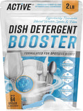 Dishwasher Detergent Booster Prewash Powder - ACTIVE Citric Acid Dishwashing Additive for Hard Water, Natural Dish Washer Shine & Rinse Aid, Lime Scale Remover for Cloudy Glassware - 64 Uses (32-oz)