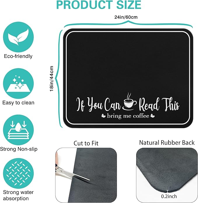 Coffee Bar Mat for Countertops 18inx24in, Absorbent Hide Stain Anti-Slip Cafe - Image 5