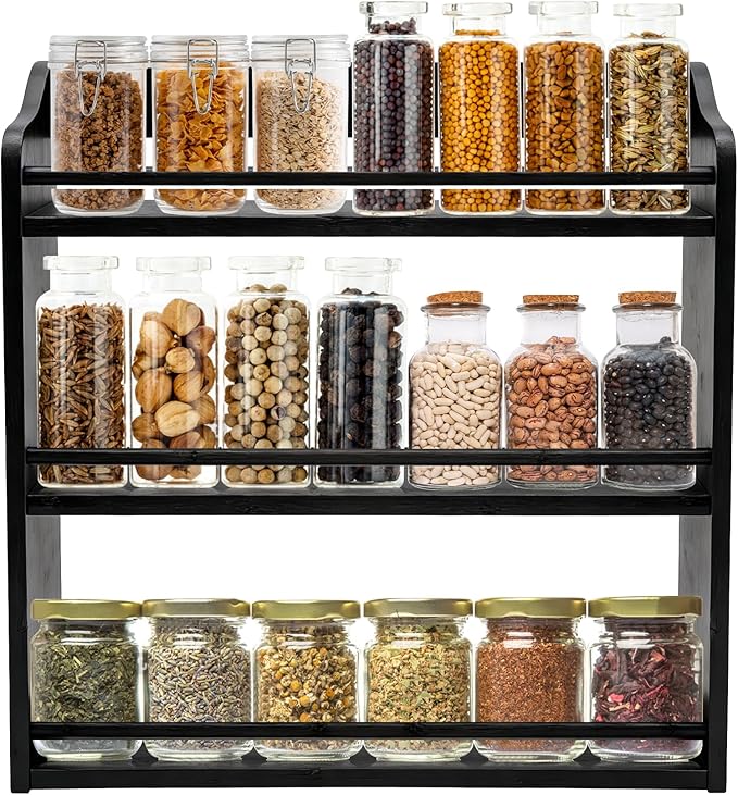 3 Tier Bamboo Spice Rack, Seasoning Jars Rack Shelf Spice Organizer by FoverOne