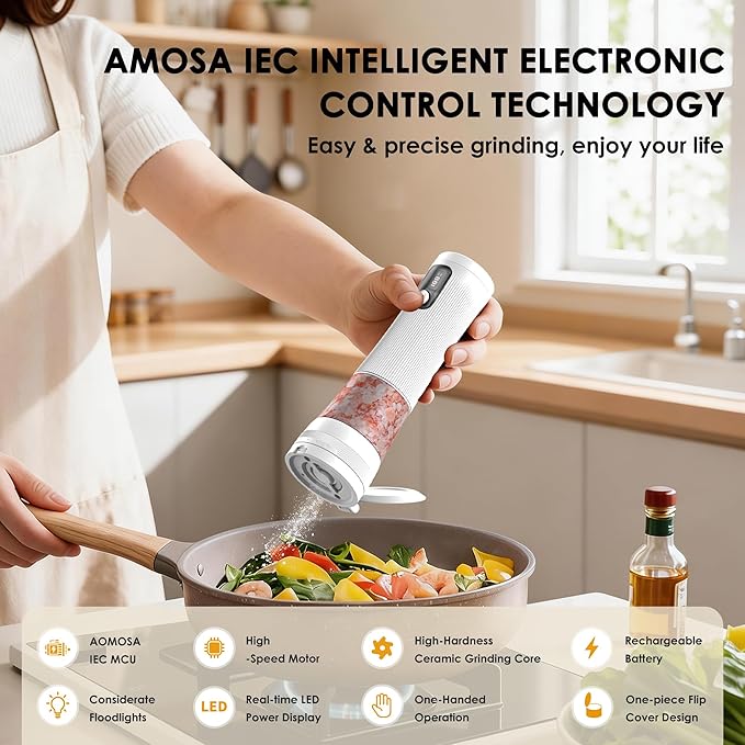 Electric Salt and Pepper Grinder Set, Upgrade 2-Speed Setting, External 5 - Image 2