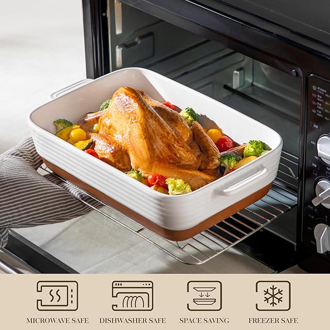 MALACASA Casserole Dishes for Oven, Ceramic Baking Dishes Set of 3, Baking Pan - Image 4