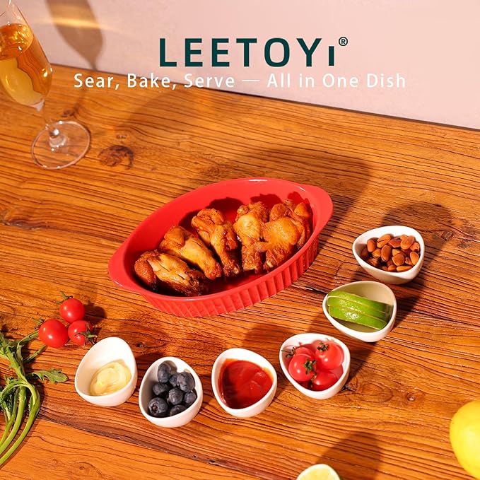LEETOYI Porcelain Small Oval Au Gratin Pans, Baking Dish Set - Image 2
