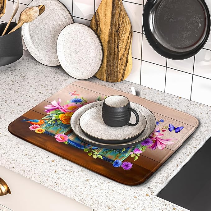 Colorful Flowers Dish Drying Mat - Image 5