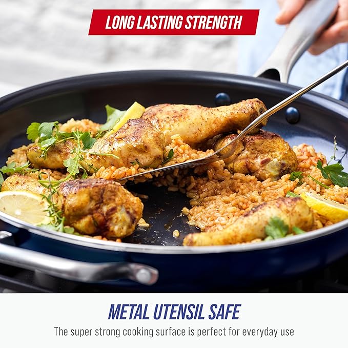 Blue Diamond Ceramic Nonstick 14" Frying Pan Skillet, PFAS-Free Cookware - Image 5