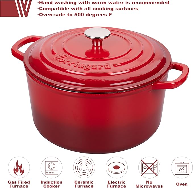 VORRINGARD Enameled Cast Iron Dutch Oven Pot - Image 3