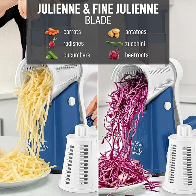 Zulay Kitchen Rotary Cheese Grater 5 Blade Cheese Shredder - Image 6