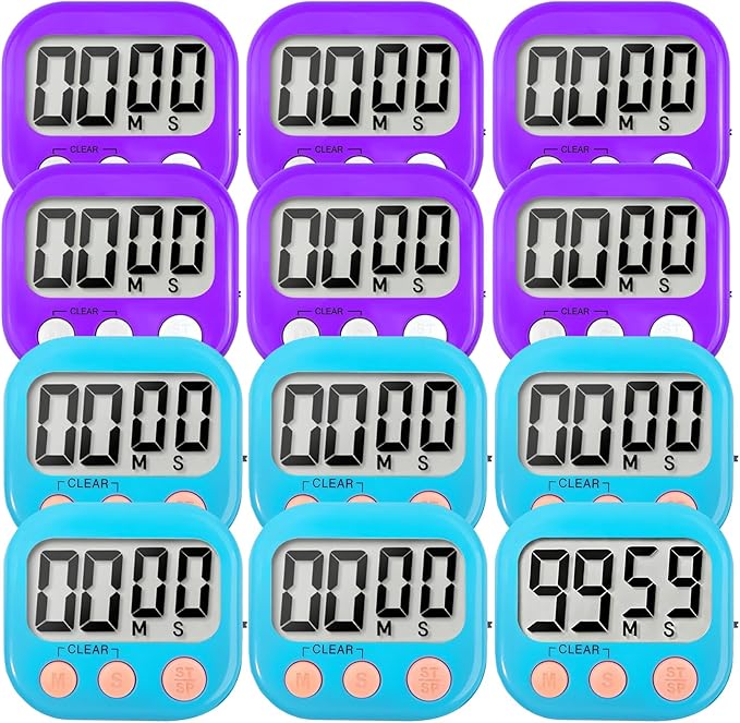 12 Pack Digital Kitchen Timer Small Classroom Timers by VOULOIR