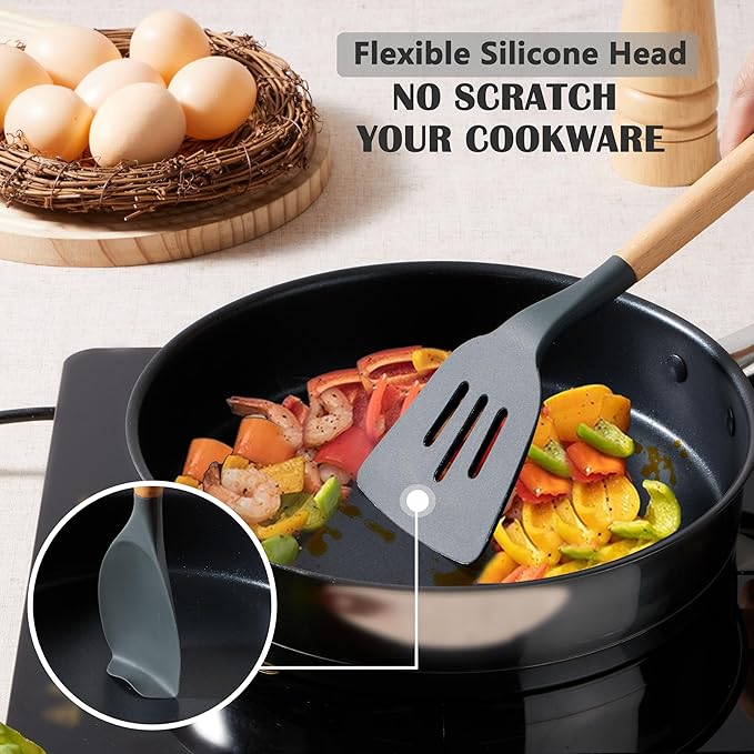 E-far Silicone Cooking Utensils Set, 5-Piece Kitchen Utensils Set - Image 4