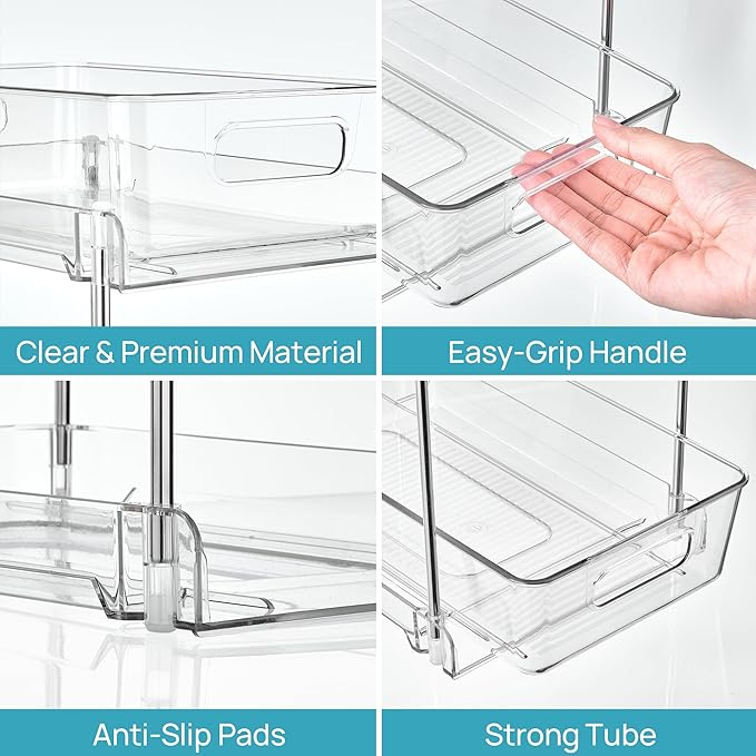Vtopmart 4 Pack Higher Bathroom Organizer, 2 Tier White Under Sink Organizers - Image 8
