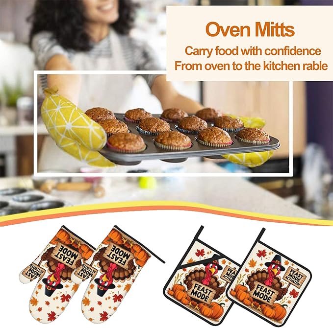 Turkey Oven Mitts with Matching Potholders - Image 7