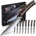 SYOKAMI Steak Knives Set of 8, 4.8 Inch Carbon Steel Japanese Style Non by SYOKAMI