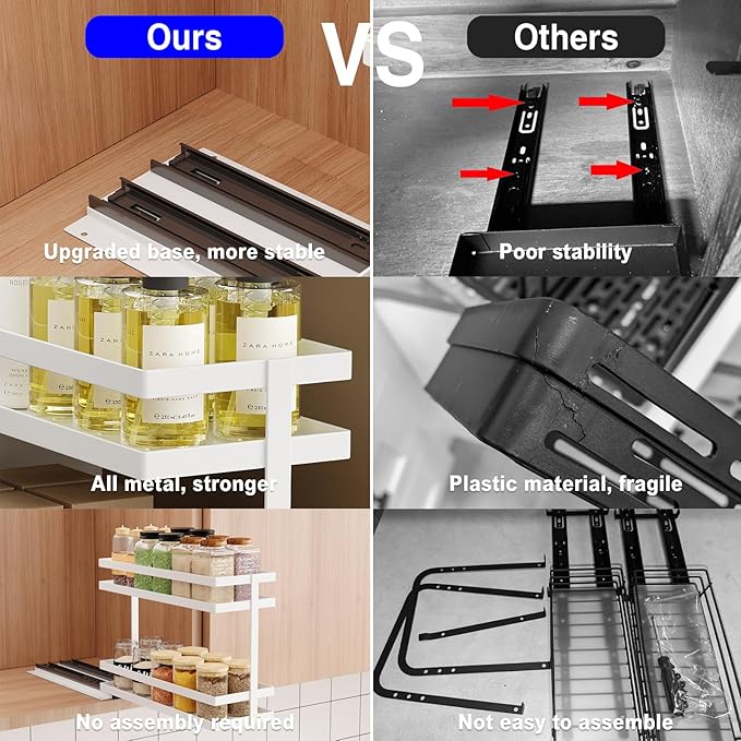 Mustorn 2 Pack Pull Out Spice Rack Organizer - Image 5