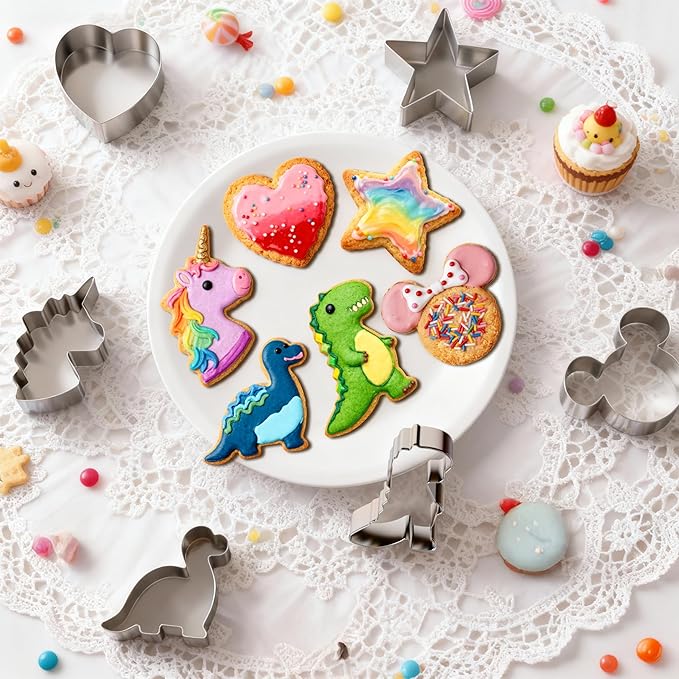 Stainless Steel Cookie Cutters, Mickey Unicorn Dinosaur Heart Star Cookie - Image 2