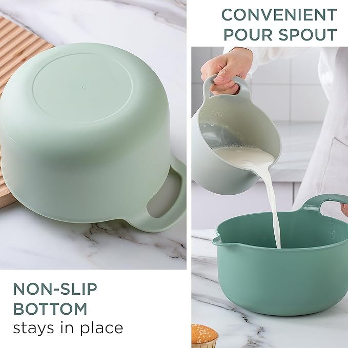 COOK WITH COLOR Nesting Plastic Mixing Bowl Set with Pour Spouts and Handles - Image 2
