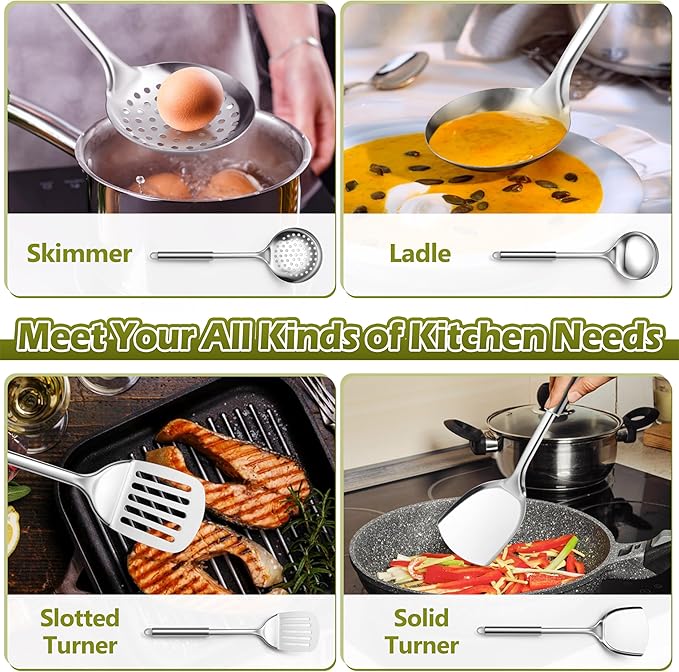 E-far Cooking Utensils Set, 10-Piece Stainless Steel Kitchen Utensils - Image 3