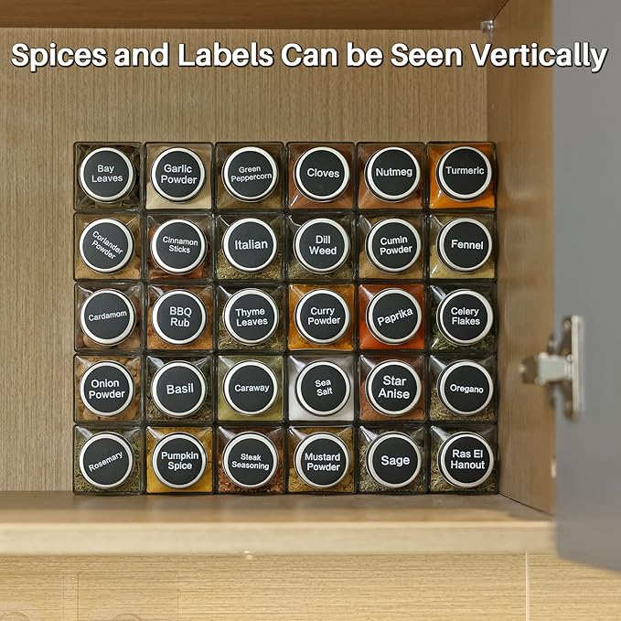 MIUKAA 49-Pack Cube Glass Spice Jars - Image 7