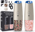 UNNEES Rechargeable Electric Salt and Pepper Grinder set of 2, gravity electric by UNNEES