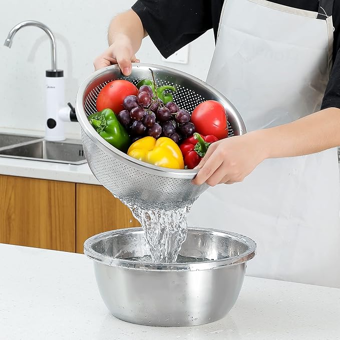304 Stainless Steel Microporous Colander, 2.5QT Large Capacity - Image 3