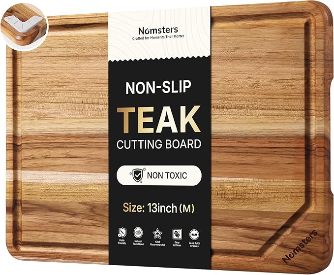 Teak Wood Cutting Board for Kitchen 13inch Charcuterie Board Serving Heavy Duty by Unknown