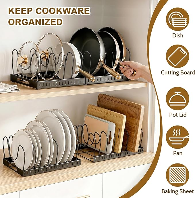 2PACK Expandable Pots and Pans Organizer Under Cabinet - Image 3