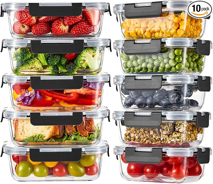 Liuruiyu 10 Pack Glass Food Storage Containers by Liuruiyu