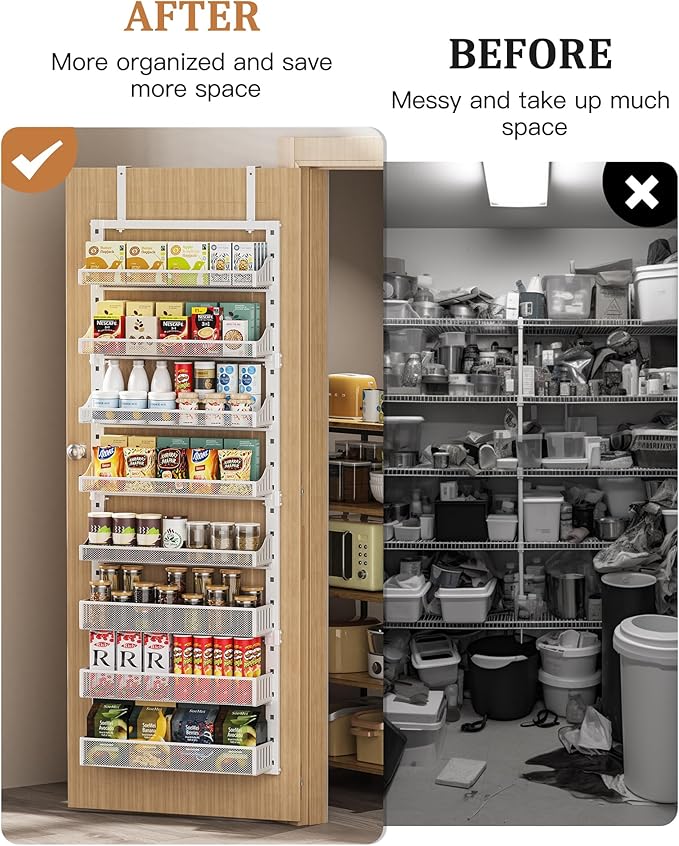 POKIPO Over the Door Pantry Organizer 8-Tier, Large Metal Door Spice Rack - Image 3