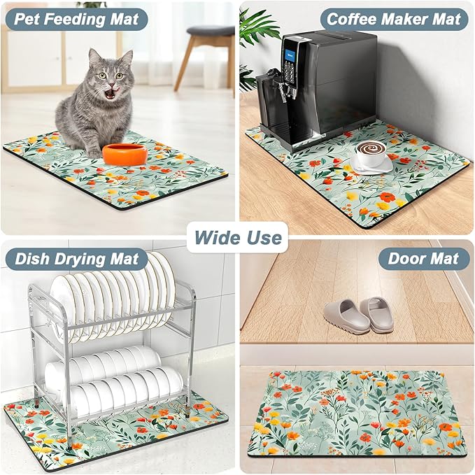 Rnivvi Coffee Mat, Hide Stain Rubber Backed Absorbent Dish Drying Pad - Image 7