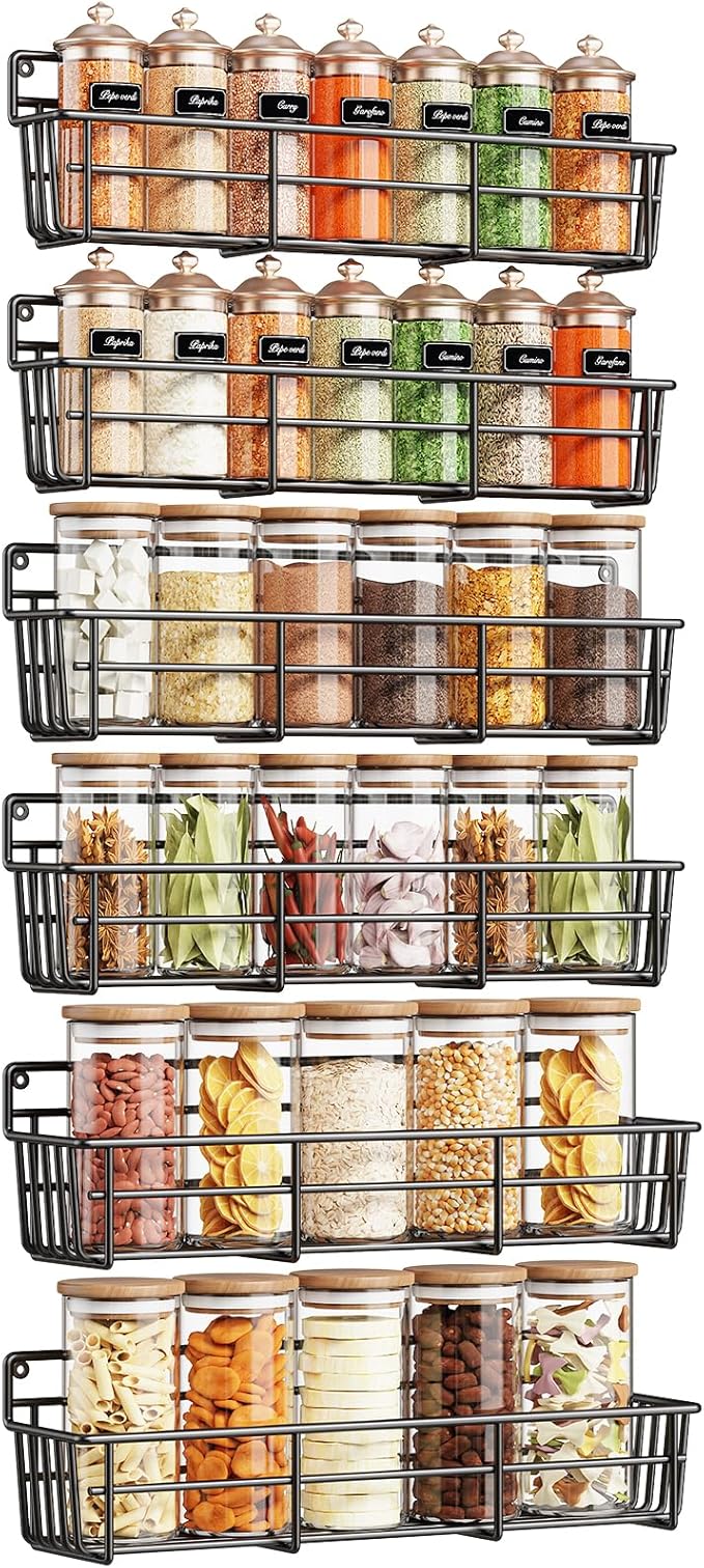 Mystozer Spice Rack wall mounted 6 Pack, Space-Saving Spice Organizer by Mystozer
