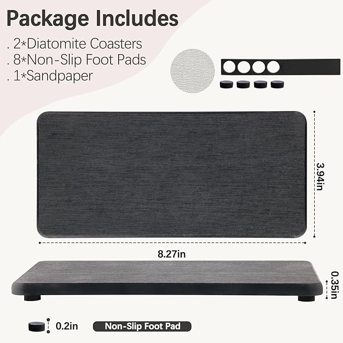 NiuYichee 2 Pcs Water Absorbing Stone Trays, Kitchen/Bathroom Sink Soap Dish - Image 3