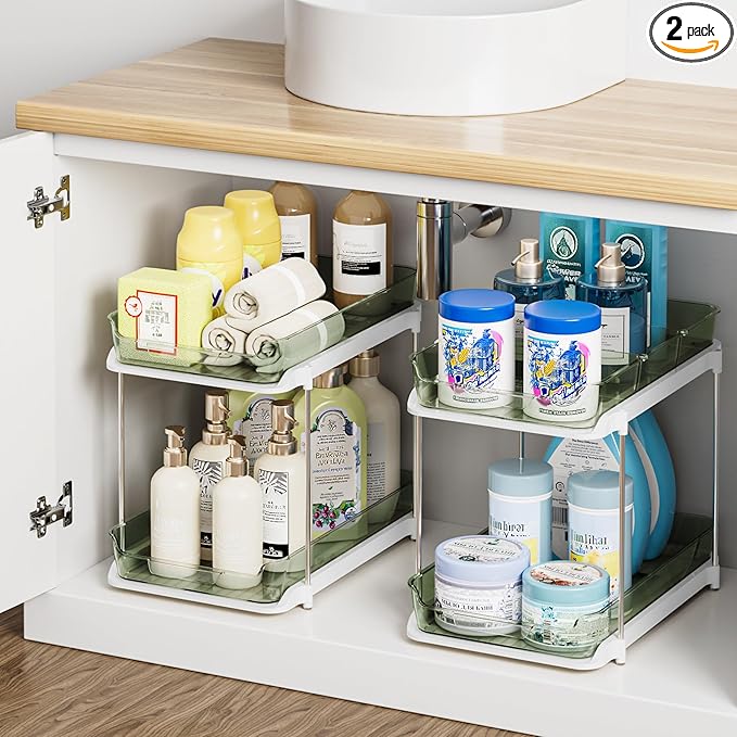 Delamu 2-Tier Multi-Purpose Bathroom Under Sink Organizers and Storage by DELAMU