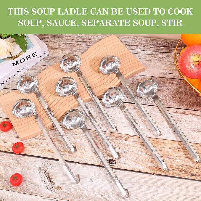 8 PCS Stainless Steel Ladle Soup Handle Ladle - Image 3