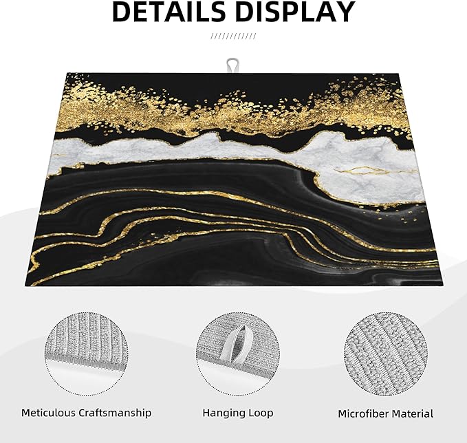 Marble Pattern Dish Drying Mat for Kitchen Counter, Microfiber Dish Mats for - Image 3
