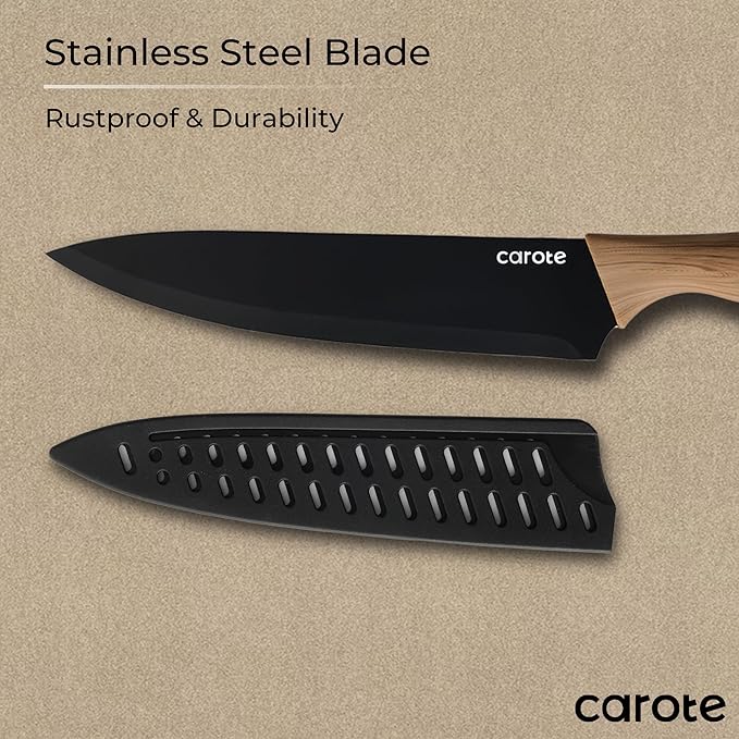 CAROTE 12PCS Knife Set, Stainless Steel Kitchen Knife Set - Image 4