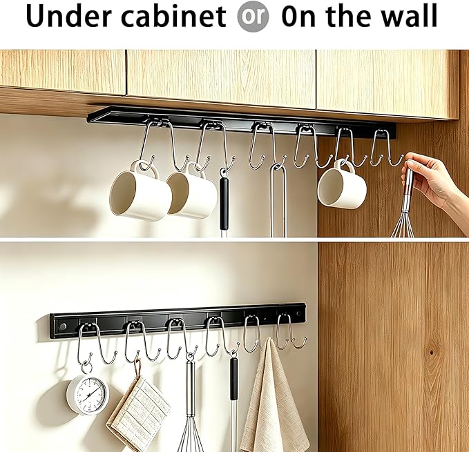 Cociat 2PCS Utensil Racks with 12 Hooks 17.2 Inch Kitchen Utensil Holders - Image 4