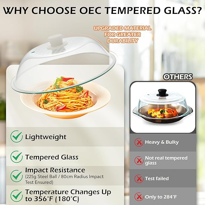 OEC Lighter Weight Tempered Glass Microwave Splatter Cover - Image 7